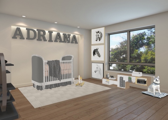 my mom is having a baby girl in 2 weeks her name is Adriana and i wanted ro make this to welcome her to her new room(this room is exactly as the real one) Design Rendering