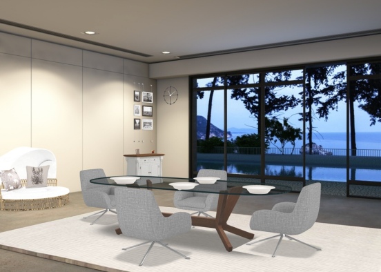 A simple dining room Design Rendering
