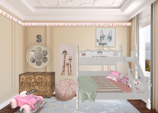 Pink inspired kids room Design Rendering