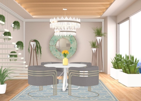 Modern dining room with plant💐🌿 Design Rendering