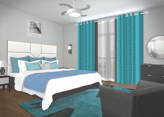 bedroom in blue  Design Rendering