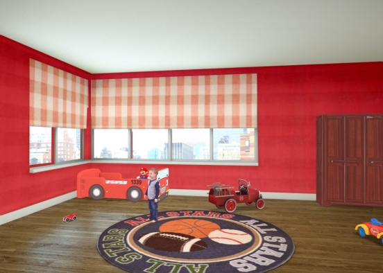 The Red kids room  Design Rendering