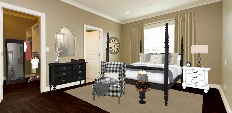 Country chic bedroom Design Rendering