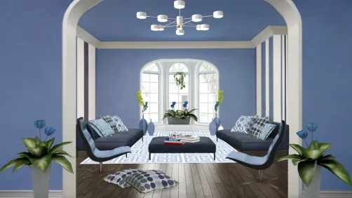 Living room blue minimalist 