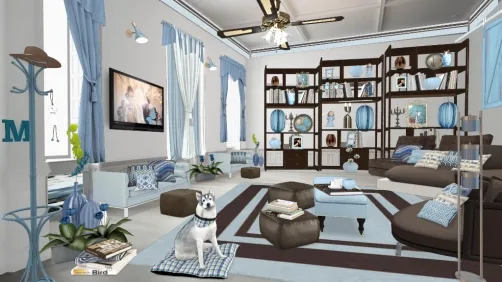 Light blue and brown