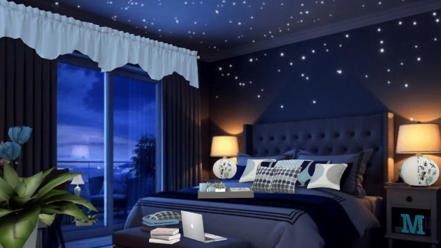 Blue bedroom in the night 🌃💫🌌💫🌃🌌