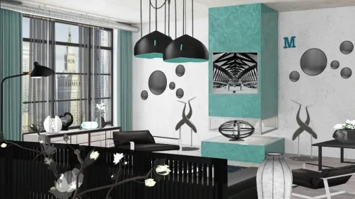 Black White & turquoise