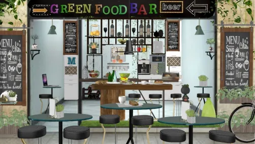 The green bar & sandwich Is ready... Thanks Karen