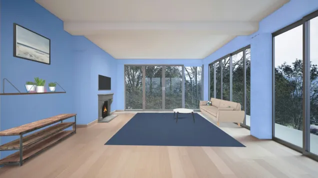 Blue Winter Modern Living Room