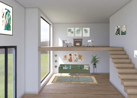 Earthy Livingroom Design Rendering