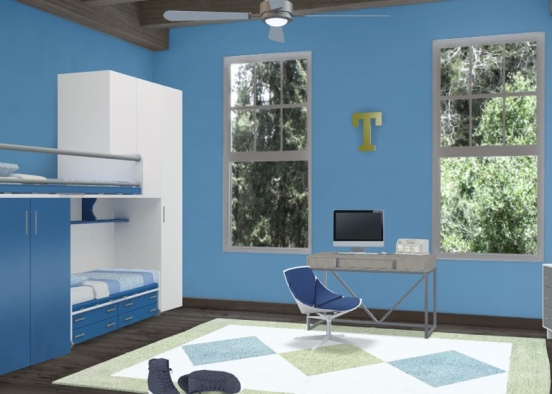 hey guys, a little about me, my name is Laila and I’m 12 years old. recently one of my good friends, Tristan (at the age of ten) was struck by a car and passed away. I know his favorite color was blue so I dedicate this room to him Design Rendering