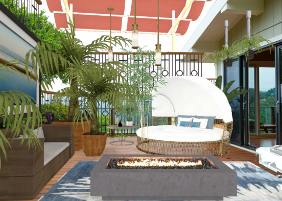 Tropical Outdoor Deck Design Rendering