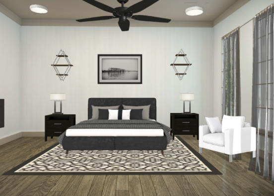 Black and White Bedroom Design Rendering