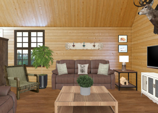 Cabin Living Room Design Rendering