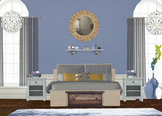 Soft blue bedroom Design Rendering
