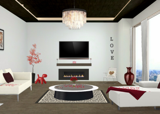 Valentine's Day Living Room Design Rendering