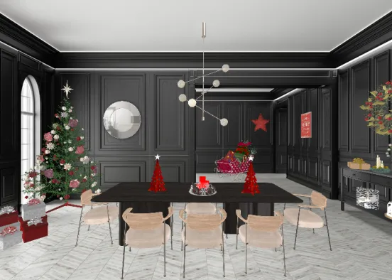 Chic Christmas Dining Room Design Rendering