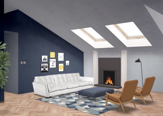 Attic living room by Atieh Ys Design Rendering