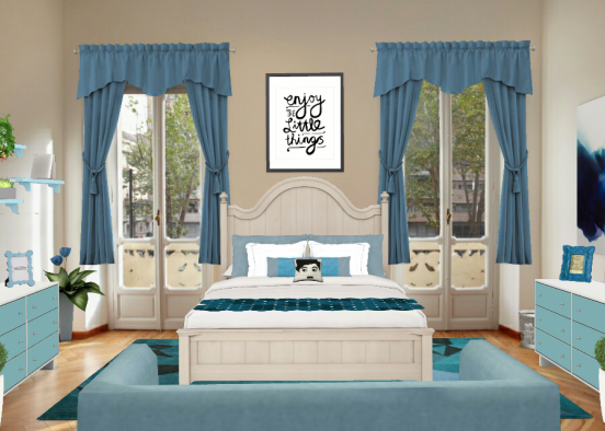 Bedroom in blue  Design Rendering