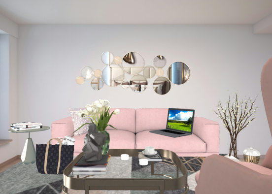 Pink living Design Rendering
