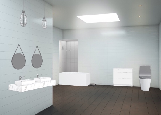 modern white bathroom  Design Rendering