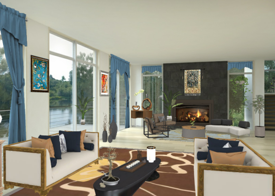 By the Fireplace Design Rendering