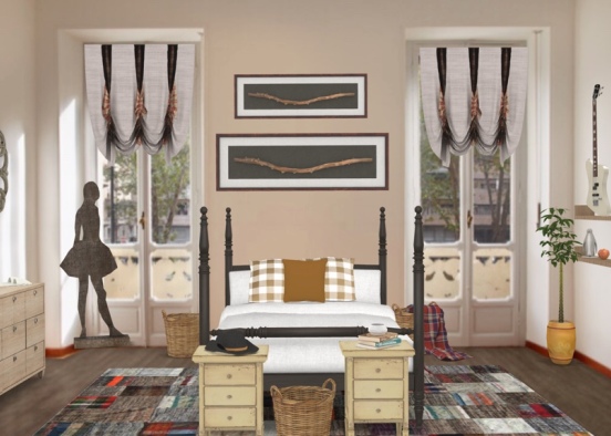 southwestern bedroom Design Rendering