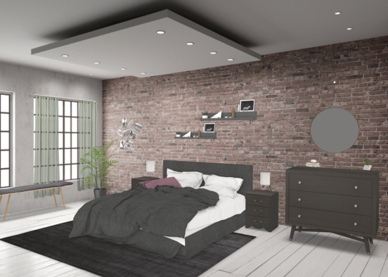 Girl Living alone bedroom Design Rendering