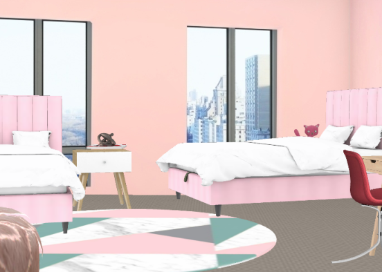 Pink girls room fit for pre teens Design Rendering