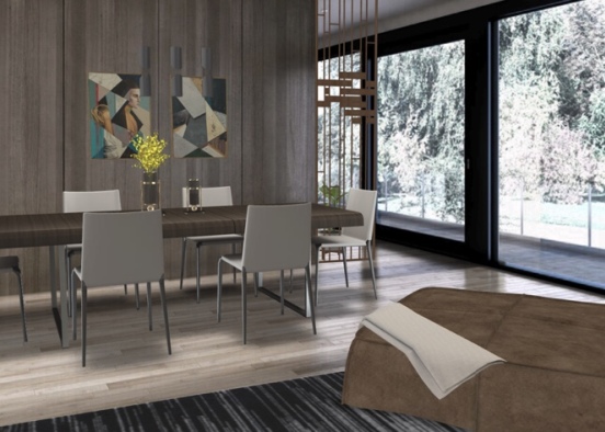 dining and living  Design Rendering