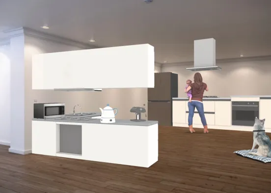 modern home kitchen Design Rendering