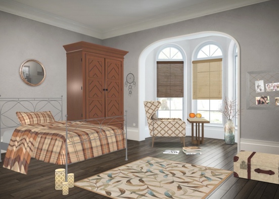 Bedroom with the color of autumn (fall)  Design Rendering