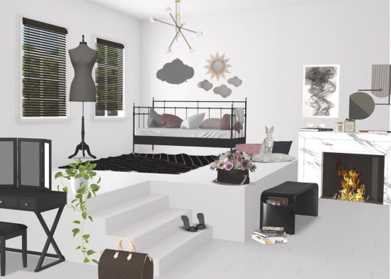 A bedroom for someone who loves fashion  Design Rendering