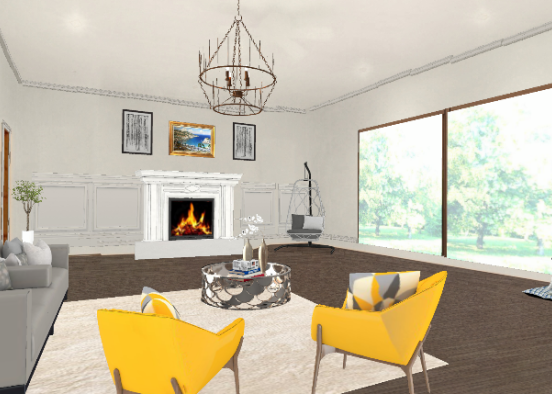Modern minimalistic living room Design Rendering