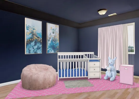 cute baby girls room Design Rendering