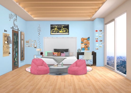 teen artist bedroom Design Rendering