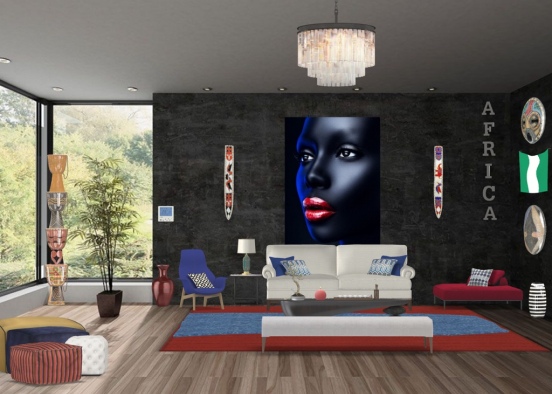 African inspired living room Design Rendering