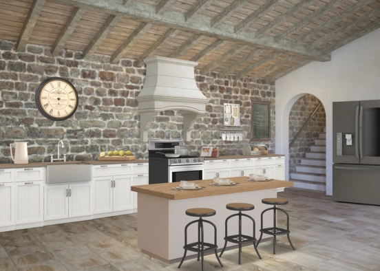 Rustic Farmhouse Kitchen Design Rendering