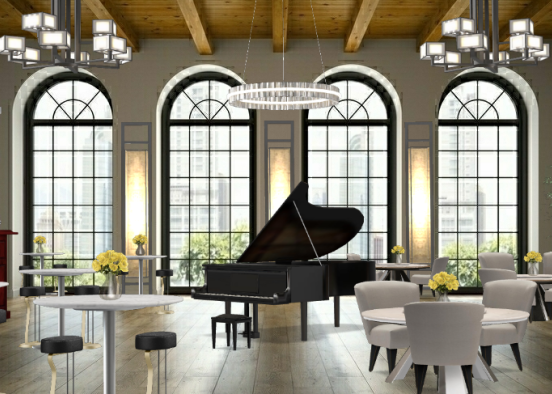 Hotel Piano Bar Design Rendering