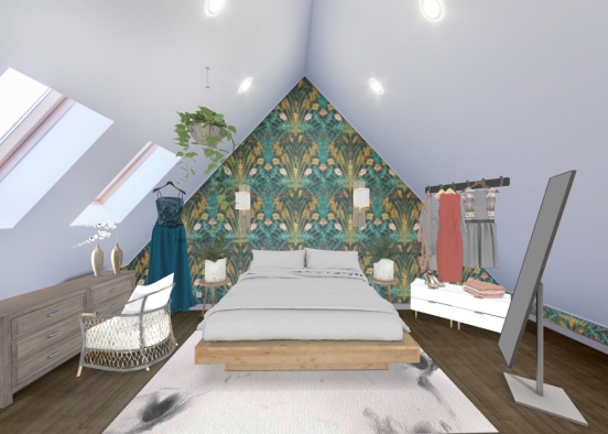 teenage attic bedroom! Design Rendering
