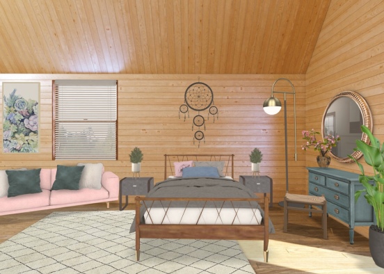 log cabin bedroom! Design Rendering
