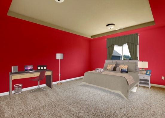 the red bedroom Design Rendering