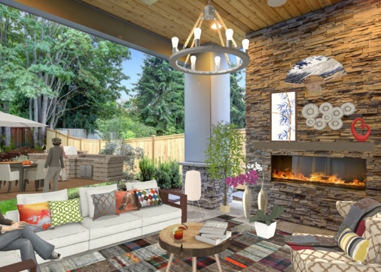 outdoor design blending with motif color and cozy feel Design Rendering