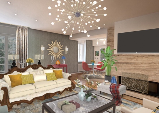 eclectic modern living room Design Rendering