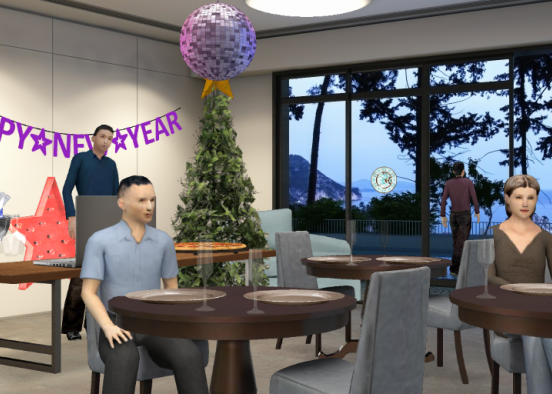 Christmas and happy New year party Design Rendering