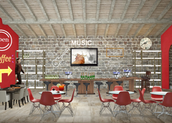 The Lazy Lady cafe and bar Design Rendering