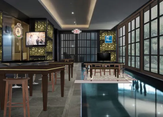 VIP Lounge & Rustic Bar Design Rendering