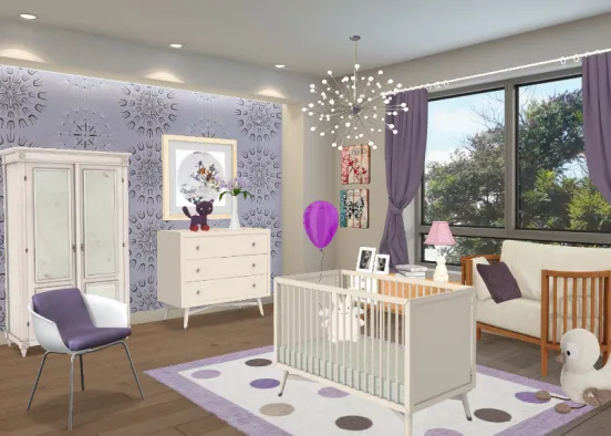 Purple baby girl room Design Rendering