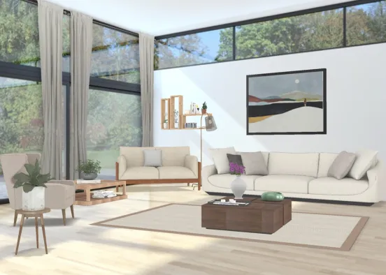 Lindo y cómodo espacio de la sala de estar  Design Rendering