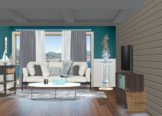 Beach House Living Room Design Rendering